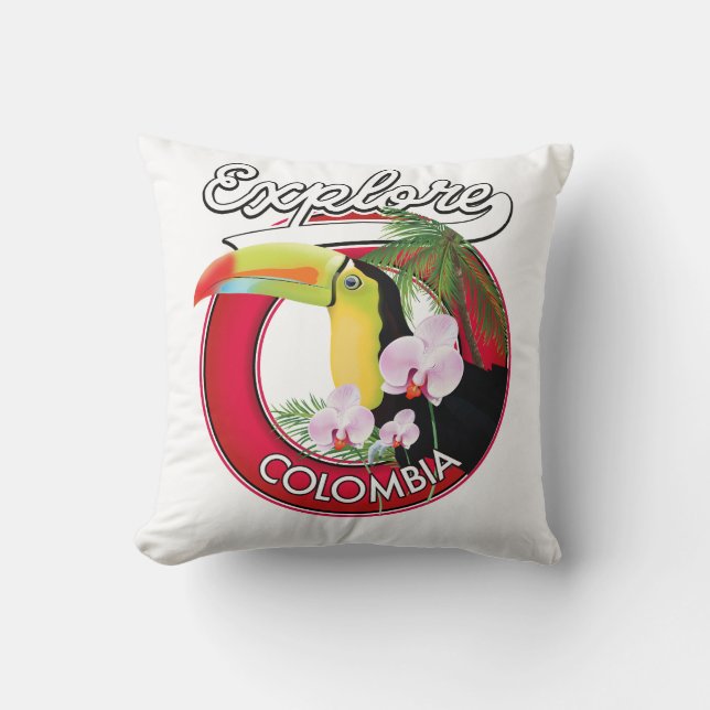 Utforska Colombia retro logotyp Kudde (Framsida)