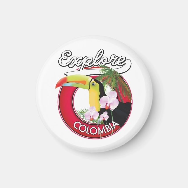 Utforska Colombias retrologotyp Magnet (Framsidan)
