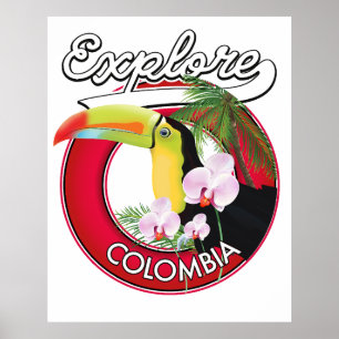Utforska Colombias retrologotyp Poster
