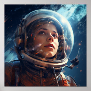 Utforska Cosmos med vår fängslande astronaut Poster