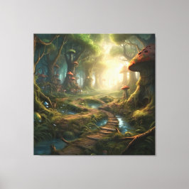 Utforska den fantastiska svampskogen canvastryck
