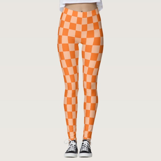 Utforska det orangea schackbrädets skönhet leggings (Framsida)