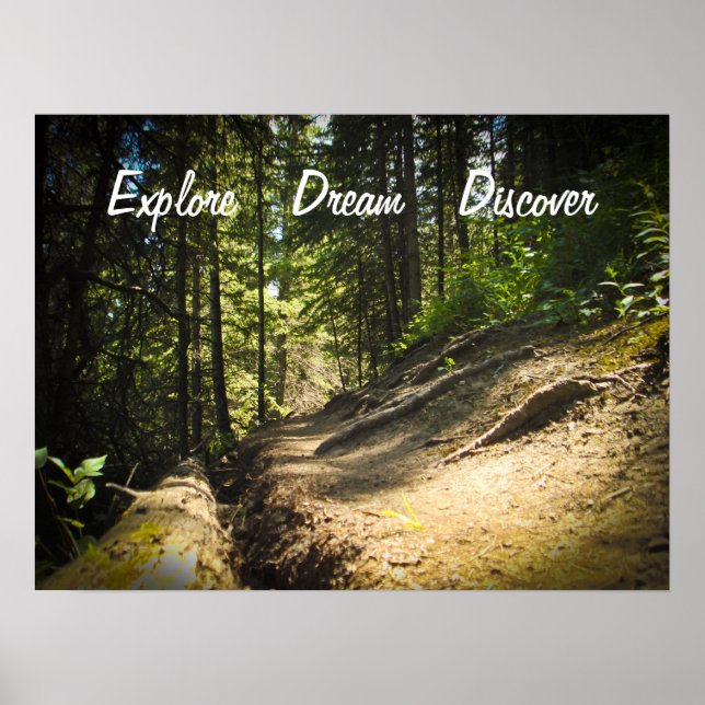 Utforska Dream Discover Hiking Poster (Framsidan)