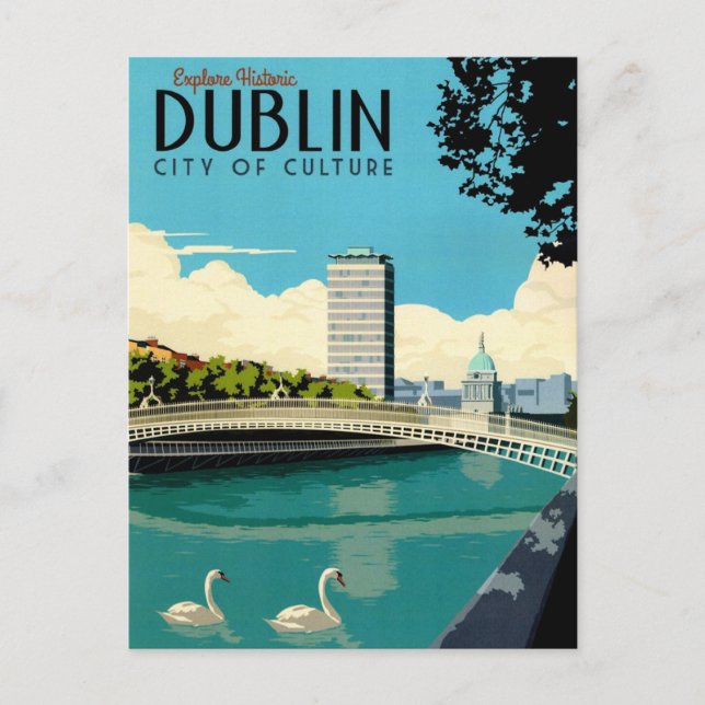 Utforska Dublin Irland vykort (Framsida)