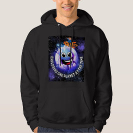 Utforska en planet i taget . pojke i en raket hoodie