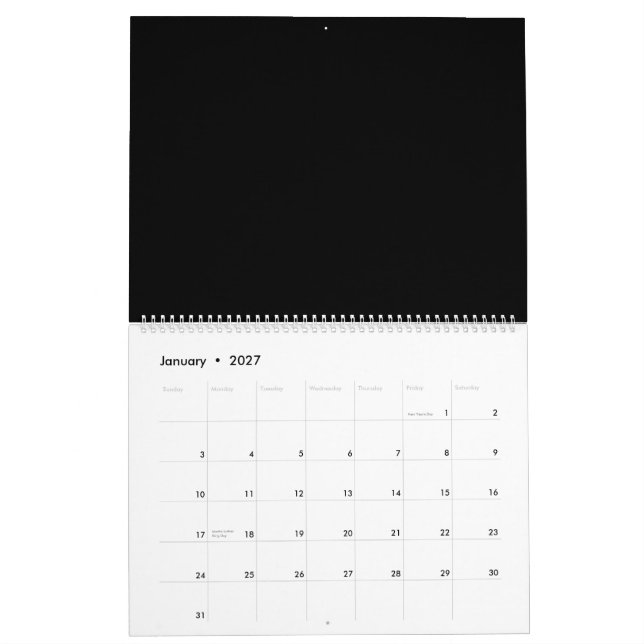 Utforska ett fängslande svart och vitt foto kalender (Jan 2027)