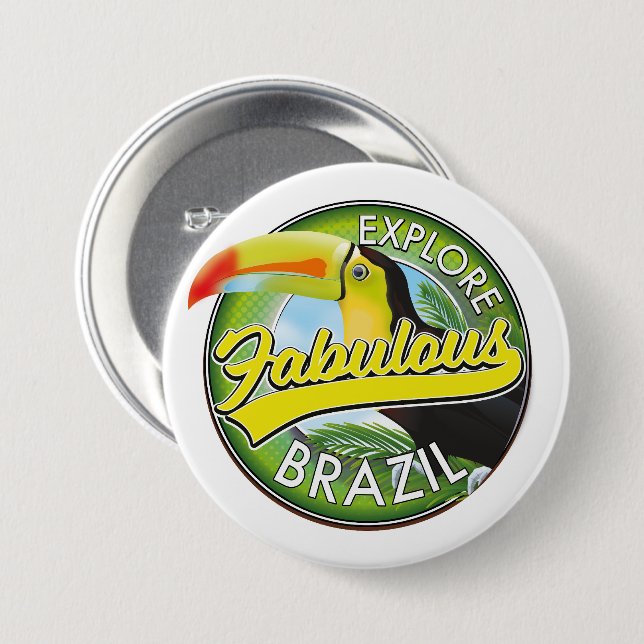 Utforska fantastiska Brasilien logotyp Knapp (Framsida & baksida)