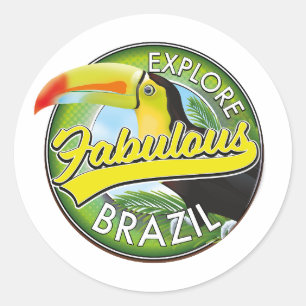 Utforska fantastiska Brasilien logotyp Runt Klistermärke