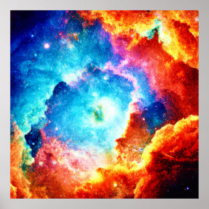 Utforska färgad Nebula Art Poster