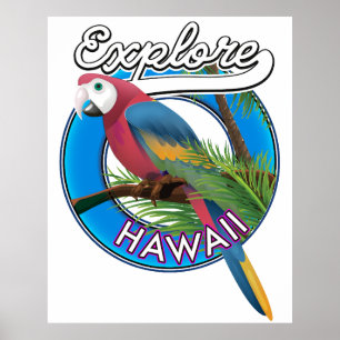 Utforska Hawaii-logotyp Poster
