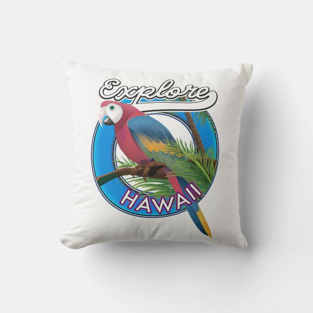 Utforska Hawaii retro logotyp Kudde (Framsida)