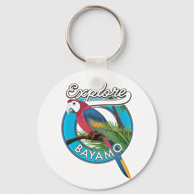 Utforska Hawaii retro logotyp Nyckelring (Framsida)