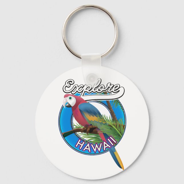Utforska Hawaii retro logotyp Nyckelring (Framsida)