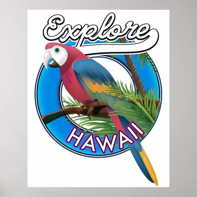 Utforska Hawaii retro logotyp Poster (Framsidan)