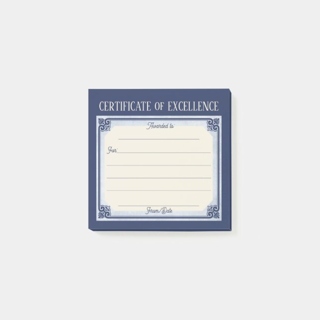 Utforska kudos-certifikat tack vare post-it block (Framsida)