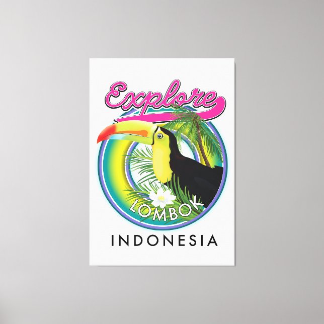 Utforska Lombok Indonesien Resa logotyp Canvastryck (Framsida)