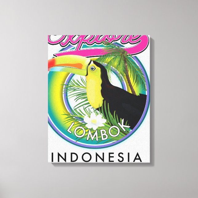 Utforska Lombok Indonesien Resa logotyp Canvastryck (Framsida)