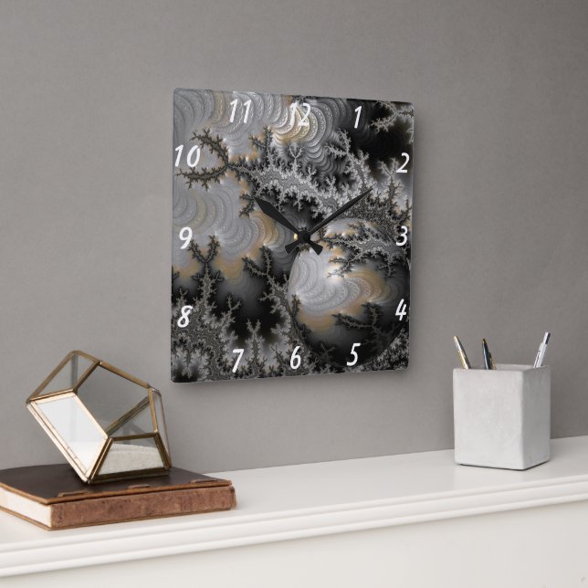 Utforska Mandelbrot Realm Fyrkantig Klocka (Kontor)