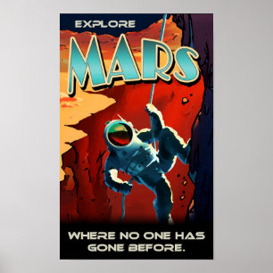 Utforska Mars - Anpassningsbar NASA Retro Travel P Poster