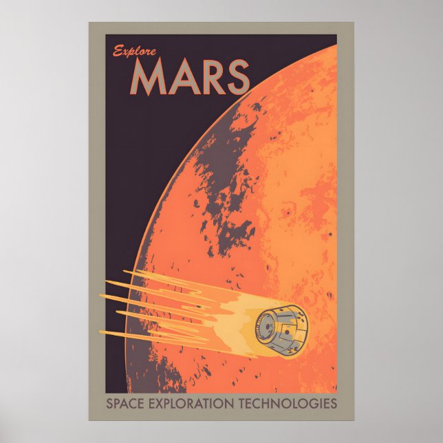 Utforska Mars Retro Style Mars Exploration NASA Poster (Framsidan)