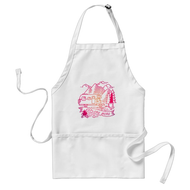 Utforska mer Rosa Camper Van Mountain Nature Älska Förkläde (Framsidan)