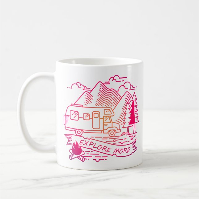 Utforska mer Rosa Camper Van Mountain Nature Älska Kaffemugg (Vänster)