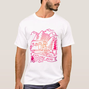 Utforska mer Rosa Camper Van Mountain Nature Älska T Shirt