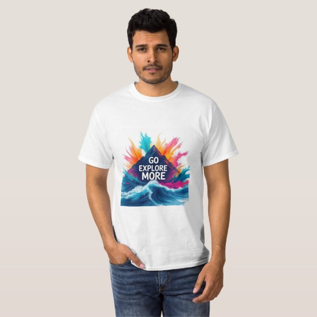 Utforska Mer T-Shirt | Äventyrs Burst Motivation (Hel framsida)
