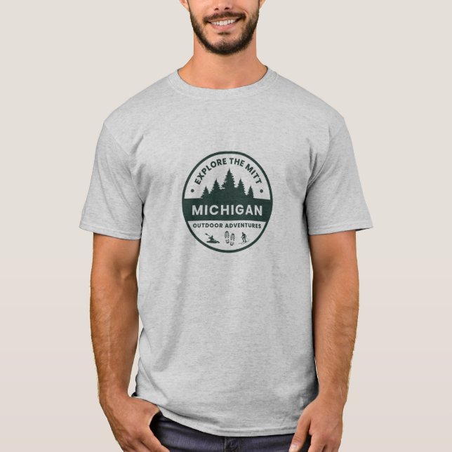 Utforska Mitt, Michigan Manar T-Shirt (Framsida)