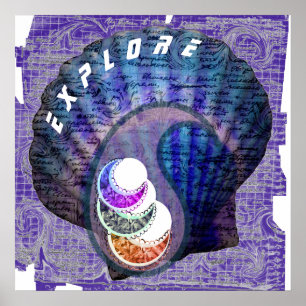 Utforska Mysterious Sea Poster Print