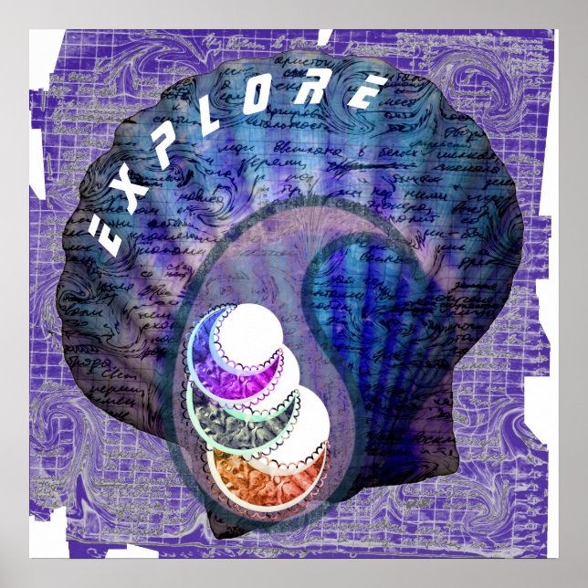 Utforska Mysterious Sea Poster Print (Framsidan)