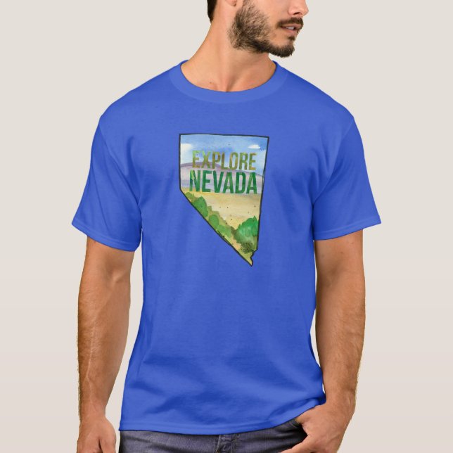 Utforska Nevada Desert Ligcape State Shape T Shirt (Framsida)