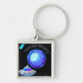 Utforska oändlighet fyrkantig silverfärgad nyckelring