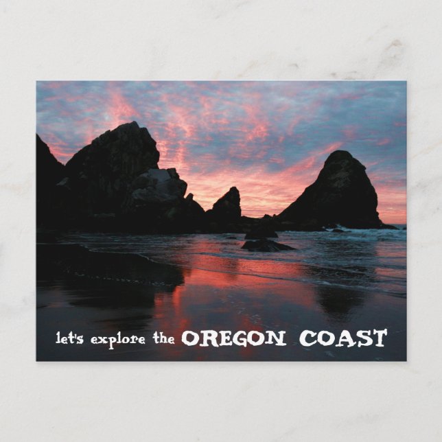 Utforska Oregon Kusten Sunrise Harris Beach Vykort (Framsida)