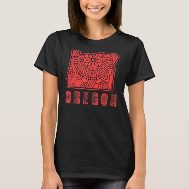 Utforska Oregon Mandala naturbergen Äventyr T Shirt (Framsida)