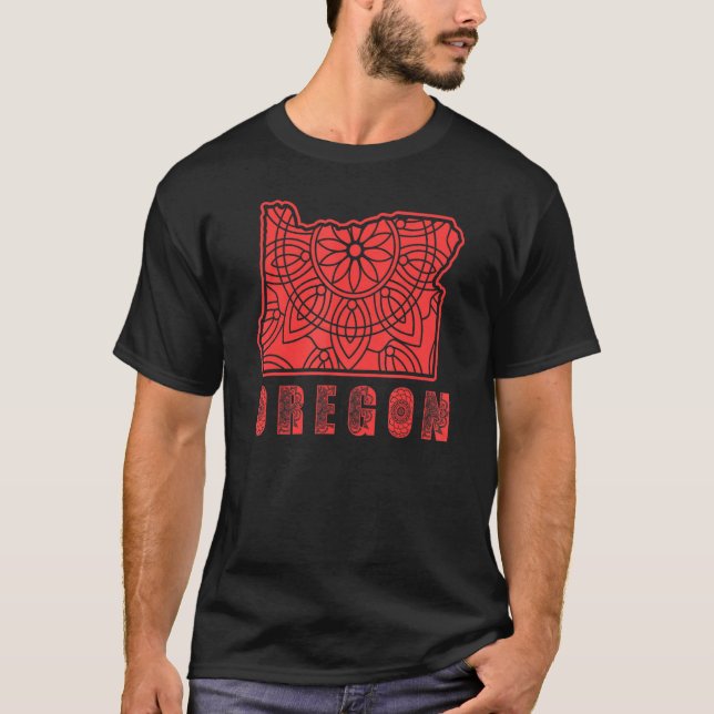 Utforska Oregon Mandala naturbergen Äventyr T Shirt (Framsida)