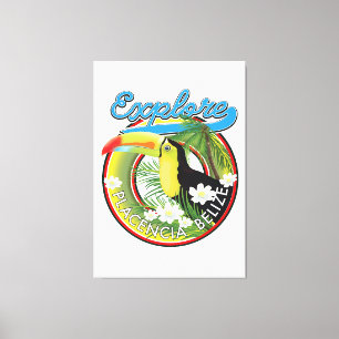 Utforska Placencia Belize-logotypen Canvastryck