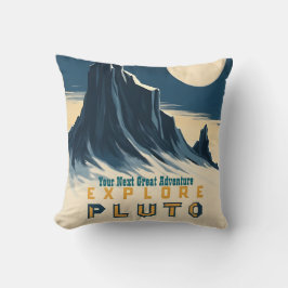 Utforska Pluto Vintage Resemalj - Retro Rymden Kudde