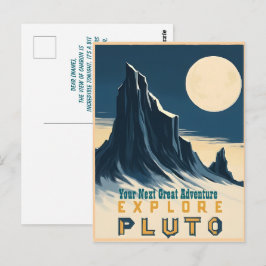 Utforska Pluto Vintage Resemärke - Retro Rymden Vykort