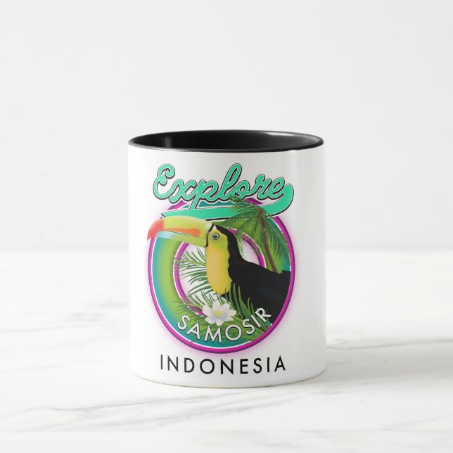utforska Samosir indonesien reselogo Mugg (Center)