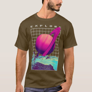 Utforska Saturnus Retro Astronaut - Astral Cosmic  T Shirt