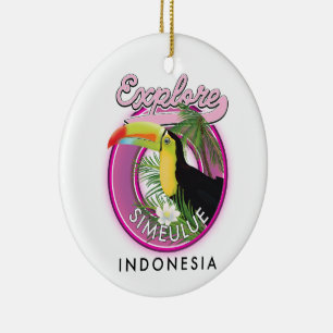 Utforska Simeulue Indonesia logotyp. Julgransprydnad Keramik