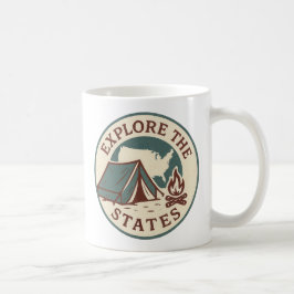 Utforska Stater Retro Camping Design Kaffemugg