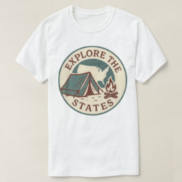 Utforska Stater Retro Camping Design T Shirt
