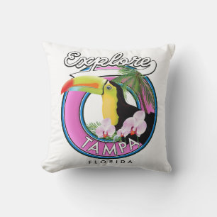 Utforska Tampa Florida retro logotyp Kudde