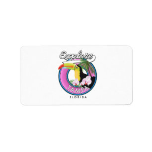 Utforska Tampa Florida retro logotyp Sticker Adressetikett