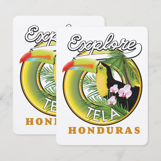 Utforska Tela Honduras reslogotyp (Fram/baksida)