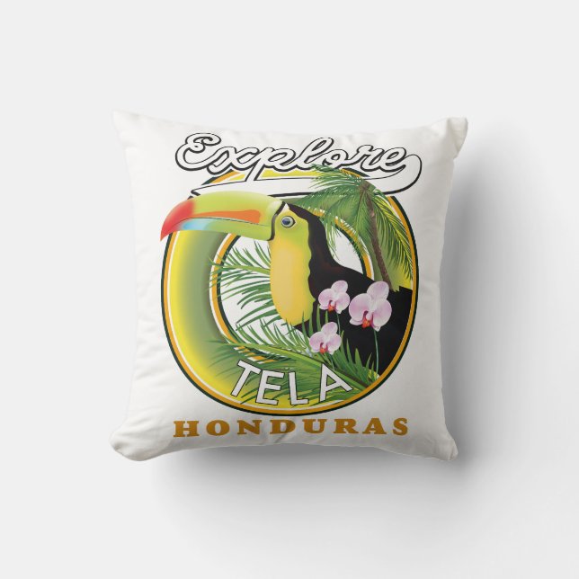 Utforska Tela Honduras reslogotyp Kudde (Framsida)