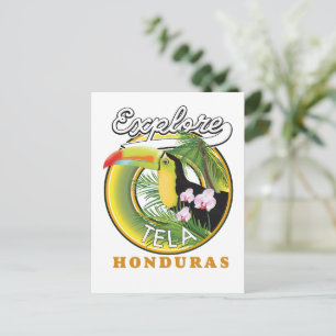 Utforska Tela Honduras reslogotyp Vykort