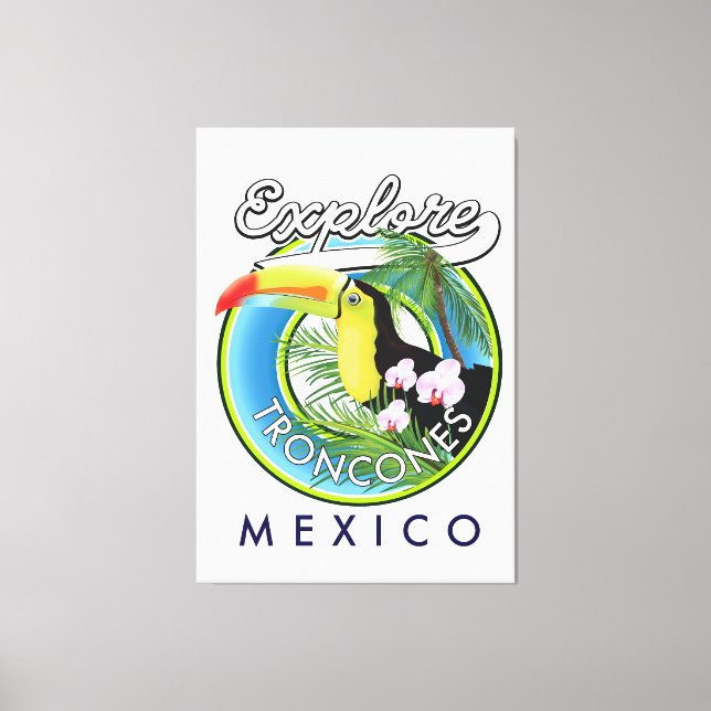 Utforska Troncones Mexico-retrologotyp Canvastryck (Framsida)